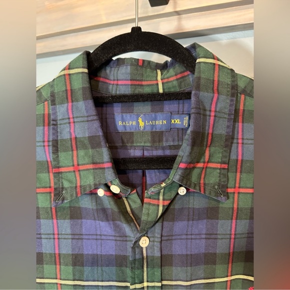 Polo Ralph Lauren Button Up Long Sleeve Oxford Shirt in Blue/Green/Red - Picture 7 of 13